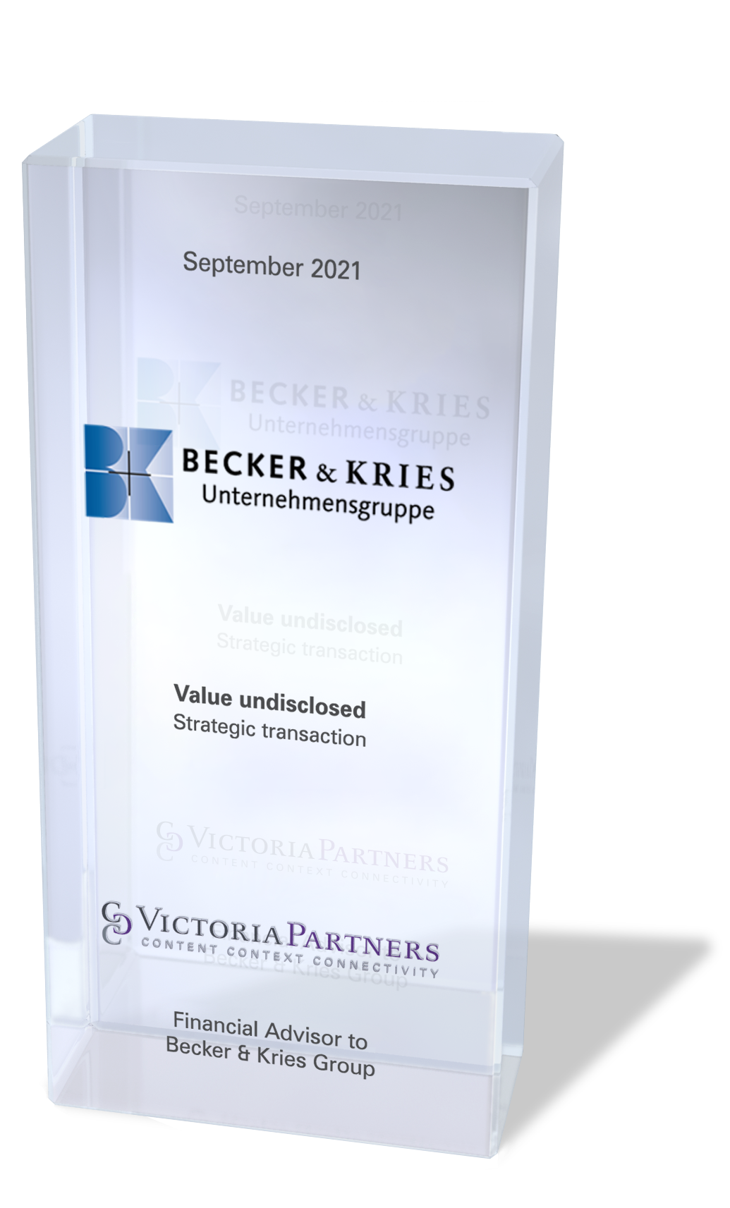 VICTORIAPARTNERS - Financial Advisor to Becker & Kries Group - September 2021